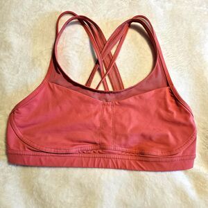Lululemon Energy Bra Cross Back Medium Support Poppy Coral Pink Size 10 Run Yoga